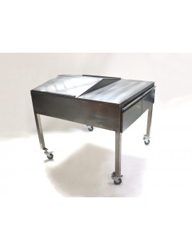 Nerezový balicí stůl na kolečkách