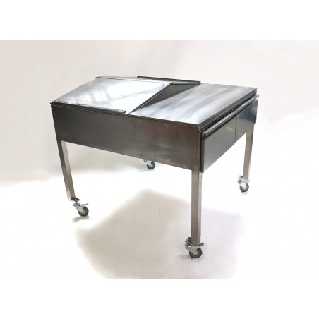 Nerezový balicí stůl na kolečkách