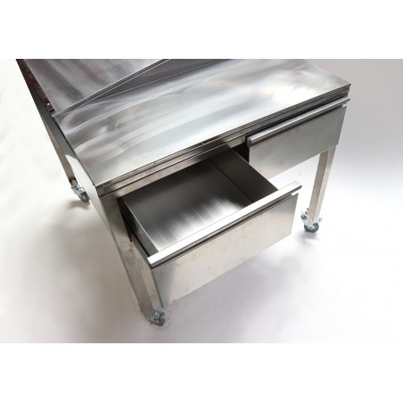 Nerezový balicí stůl na kolečkách